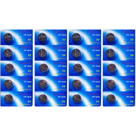 Lot de 20 Piles bouton plates lithium 3V type CR1632 compatibles BR1632/CR-1632/DL1632/DL 1632/DL-1632 - Juanio -