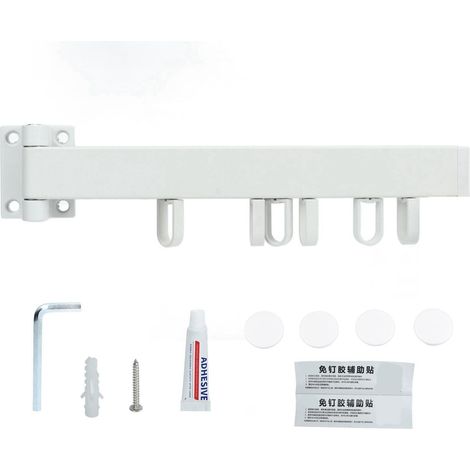 Séchoir mural escamotable rotatif pour vêtements - Anneau pliable gain de place pour balcon ou buanderie - Blanc 30 cm (1/5)