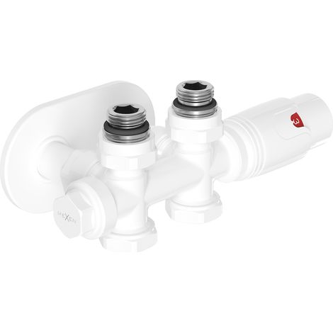 Mexen G00 set termostatico angolare/diretto con copertura R, Duplex, DN50, bianco - W908-900-905-20 (1/3)