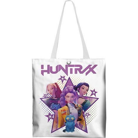 Huntrx Girl Group Anime Canvas-Tragetasche, 33 x 37 cm, beidseitig bedruckt, mit Reißverschluss und langem Schultergurt. (1/5)