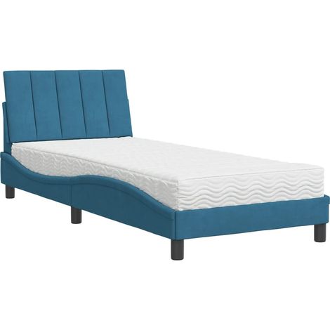 vidaXL Letto con Materasso Hanko Blu 90x190 cm in Velluto (1/5)