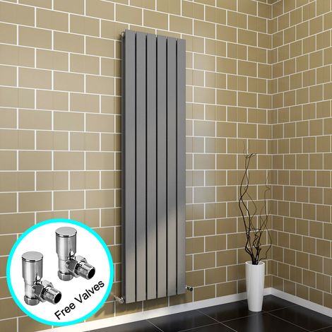 ELEGAN High Thermal Conductivity 1600 x 452 mm Vertical Steel Radiator Double Flat Panel with Angled Radiator Valves (Anthracite, Rust-Proof,High Welding Technology ) (1/7)