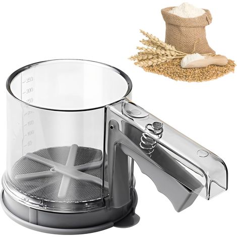 Saupoudreuse à farine 3 tasses en acier inoxydable - Double tamis à farine - Moulin à sucre en poudre - Pour farine, café, sucre, cacao (1/5)