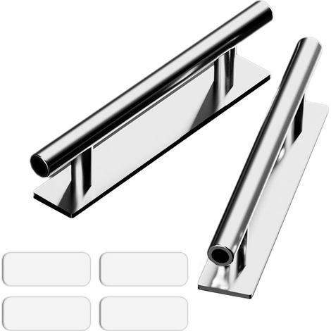 Lot de 2 poignées autocollantes - Poignées pour meubles, portes, fenêtres et placards - Installation facile sur portes coulissantes et fenêtres en verre - Argent