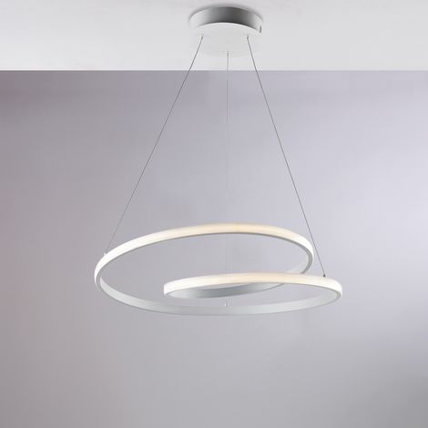 Sospensione in metallo e alluminio bianco con led integrato CCT con telecomando e cavi elettrici regolabili H.15 - MAX 115 - Ø50