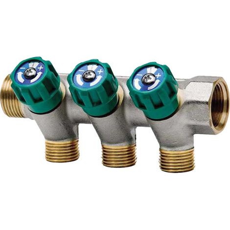 "COLLETTORE INCLINATO MASCHIO/FEMMINA 3/4"""" CON VITONI DI ARRESTO 5 Vie da 1/2""""M (16)"