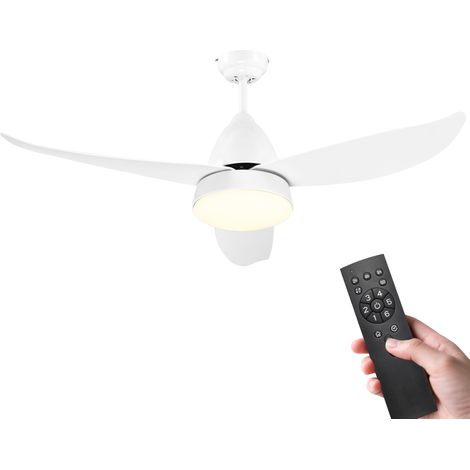 Reversible Ceiling Fan with Light, 3 Blades Indoor Modern Mount White LED Lighting Fan with Remote Controller, for Bedroom, Living Room, White