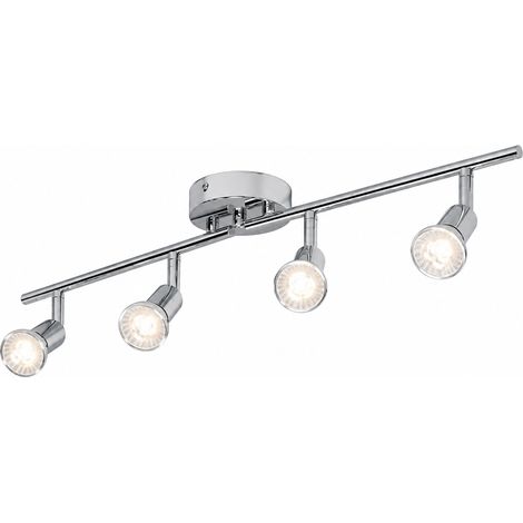 Plafonnier 4 spots orientables E27 en acier inoxydable chrome 4 1 kg – Livraison gratuite