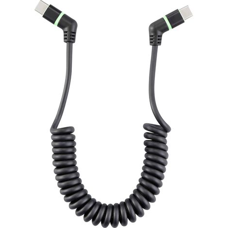 Renkforce Câble USB USB 2.0 USB-C® mâle, USB-C® mâle 1.50 m noir Contacts enfichables orientables à 360°, câble spiralé RF-6713692 Y386183