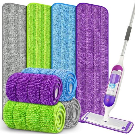 4er-Pack kompatible Swiffer PowerMop-Pads – Trapezförmige Ersatzköpfe für Sprühmopps – Waschbare und wiederverwendbare Mikrofaser (1/4)