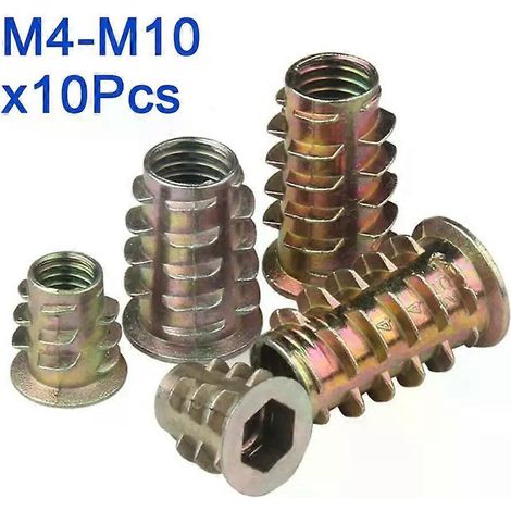 10 Stück/Lot Sechskantmuttern M4 M5 M6 M8 M10, Zinklegierung, Sechskant-Trapezmuttern, Flansch, Holzeinsatz, langlebig (1/4)