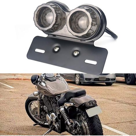 Universel 40 LED Double Feu arrière de Moto Feu de Freinage,Indicateurs de Clignotant Lampe de marche avec Support de plaque d'immatriculation pour Chopper Street Bike Dirt (1/5)