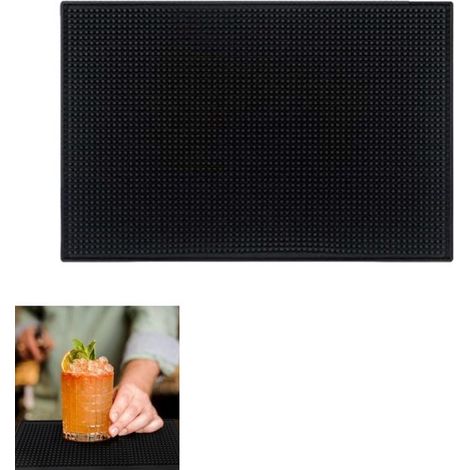 1 unidad - Alfombrilla antiderrame para encimera de cocina - Alfombrilla de goma premium para barra - Negra - 30x15x0,8 cm (1/5)