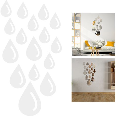 Adhésifs Miroir 3D PVC Forme Goutte - Décor Mur Moderne Inox 20 Pièces DIY Maison (1/5)