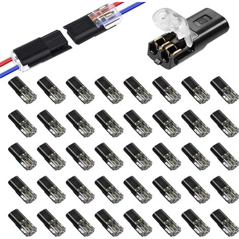 40 Pièces Connecteur Electrique 12V, Connecteur Rapide Electrique 2 Broches Connecteur Electrique Etanche pour Câbles 18-22 AWG Cosses Electriques a Sertir pour Auto LED et Maison (1/5)