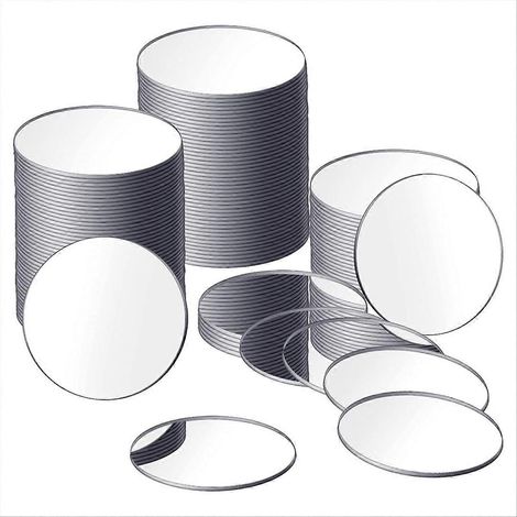 Lot de 25 mini miroirs ronds adhésifs pour loisirs créatifs (3 pouces de diamètre) (1/5)