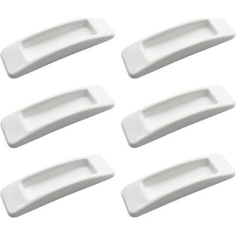 Pack of 6 Self-Adhesive Sliding Door Safety Handles (White), Easy to Open, Push Handles, Drawer Handles, Self-Adhesive Plastic Handles for Kitchen Cabinet