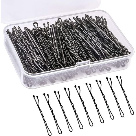 Lot de 150 Épingles à Cheveux Noir 5cm avec Boîte - Pince Plate Cheveux Femme Métal - Classique Barette Antidérapant pour Tous Types de Cheveux