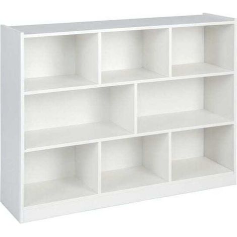 Rangement Optimal Bibliothèque Meuble 8 Casiers 3 Niveaux pour Livres Jouets et Vêtements Blanc (1/5)