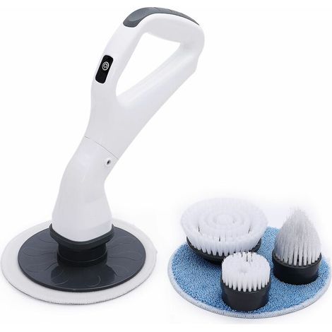 Brosse Rotative Nettoyage Salle de Bain Kit de Brosse Electrique Nettoyage Portable Sans Fil Rechargeable avec 4 têtes Remplaçables pour Cuisine, Baignoire, Carrelage, évier, Mur, Fenêtre