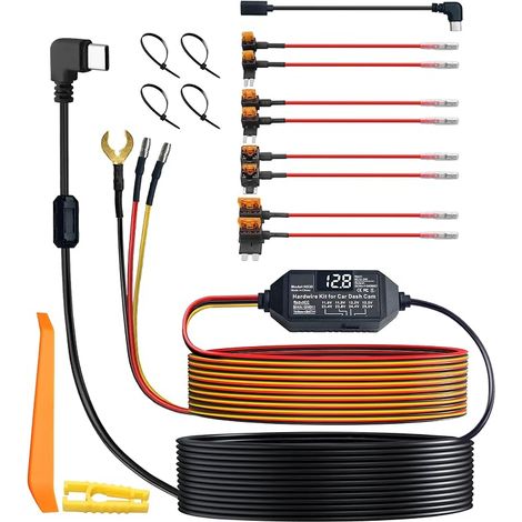Dash Cam ACC Hardwire Kit USB-C 12V-24V with Voltage Display (1/5)