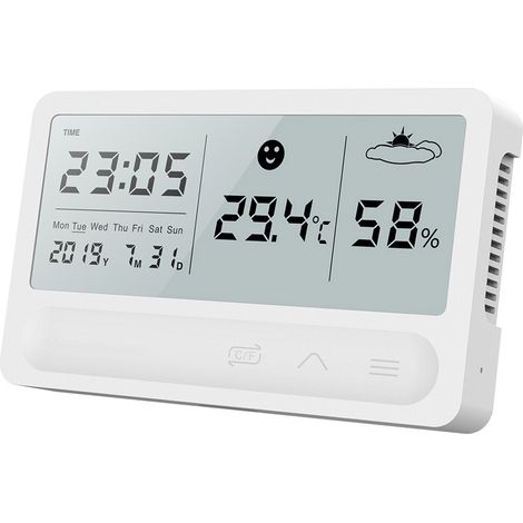 Nouveau thermomètre hygromètre intérieur rechargeable , pour maison et chambre de bébé, avec alarme horaire. Mesure sec/humide. (1/5)