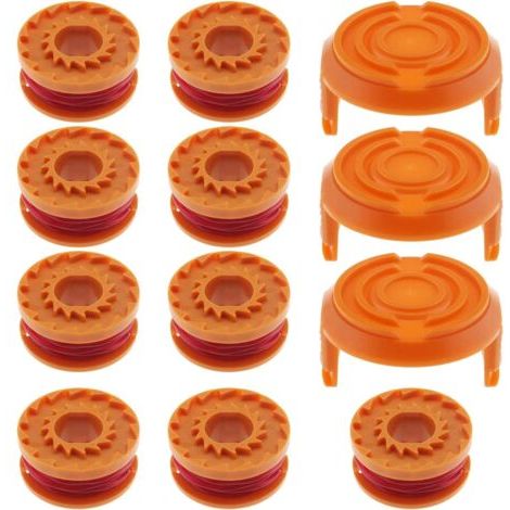 WA00010 Bobine de rechange longue durée pour tondeuses Worx 20 V Ø 1,65 mm/3 m Compatible avec WG150,WG151,WG151.5,WG152,WG153,WG154,WG155,WG155.5,WG156,WG157,WG160,WG160.1,WG160.2,WG163.WG165,WG175, (1/5)