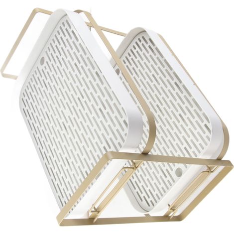 [Range-Cup Drainer Rack] Mehrschichtiges Abtropfgestell mit herausnehmbarer Abtropfschale für Trinkgläser, Flaschen und Schüsseln – Kohlenstoffstahl & PP, Weißgold, 1000 g/2,2 lb (1/5)