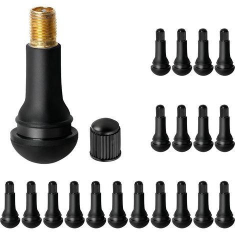 Lot de 20 valves en caoutchouc TR413 - Snap-In - Insert de valve en métal - Pour alésage de jante de 11,5 mm - Pour voitures et motos - Noir (1/5)