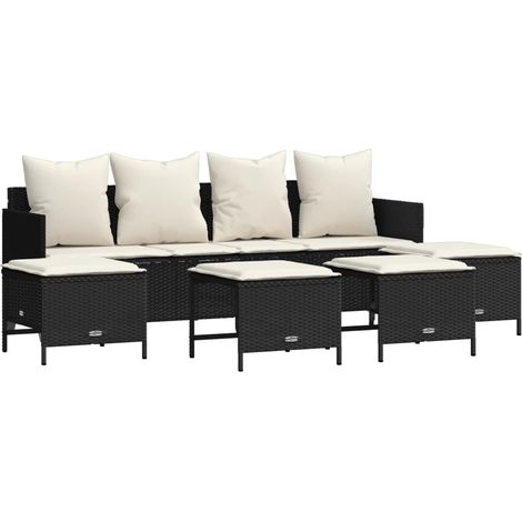 Maison Exclusive - Set Divani da Giardino 5 pz con Cuscini in Polyrattan Nero