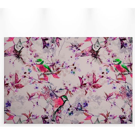 Tableau oiseau et fleur rose pour chambre | Tableau sur toile coloré moderne | Tableau été rose et vert idéal pour chambre de fille 0,9 x 0,6 m (1/5)