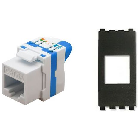 TechLy presa di rete RJ45 UTP CAT.6a tooless + Vimar Arkè nera
