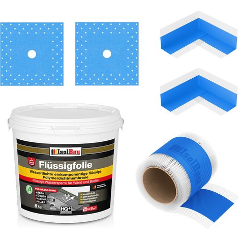 Dichtset Dusche Flüssigfolie 8 kg Abdichtset Dichtband Duschelement Set Bad (1/5)
