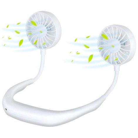 Ventilateur de Cou, Ventilateur Portable de Cou sans Fil, Mini Ventilateur USB, Ventilateur de Sport à Suspension Rotative à 3 Vitesses à 360 ° avec Lumière LED 7 Couleurs (1/5)
