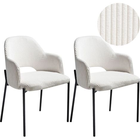 Set of 2 Dining Chairs RATON Corduroy Off-White (1/5)