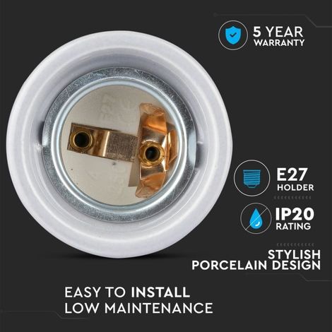 Portalámparas de porcelana V-TAC E27 (máx. 60 W) Color gris