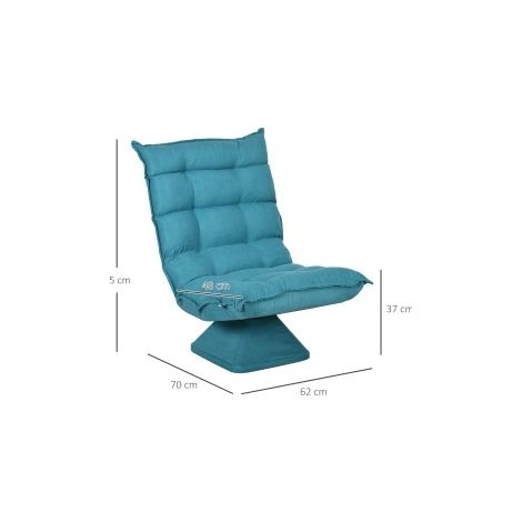 Fauteuil de sol 62x70x95 cm en velours bleu, pivotant 360° et inclinable, salon moderne FloraGrace (1/5)