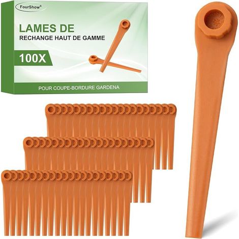 Packung mit 100 PA6 RotorCut Ersatzmessern, kompatibel mit dem Gardena Akku-Rasentrimmer, Kunststoffmesser für Gardena Akku-Rasentrimmer (1/5)