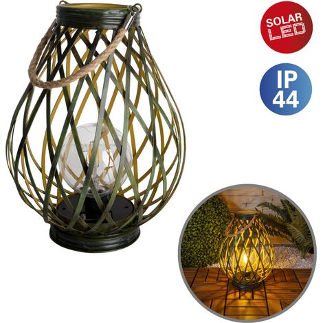 Näve Solar-Dekoleuchte LED mit Dämmerungssensor Baluba 31 cm grün/gold (1/2)