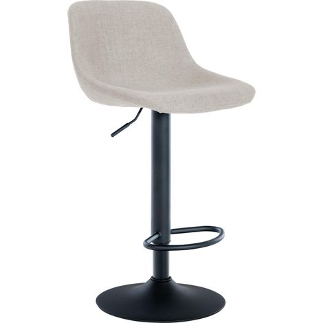 Taburete de bar x1 giratorio 360° tela crema patas de trompeta de metal negro 100005709