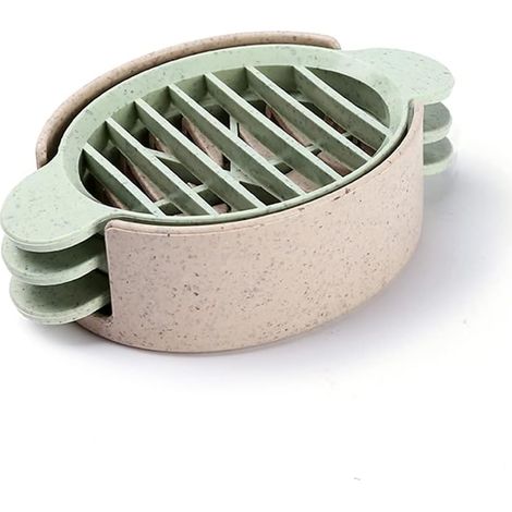 Cortador de huevos multifuncional, ecológico, de pasto de trigo, para huevos y frutas, con 3 tipos de corte (beige) (1/5)