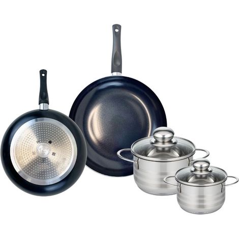 Ensemble de 2 Poêles de cuisson 20 et 24 cm et 2 faitouts 12 et 14 cm Elo Prima Brillant (1/5)
