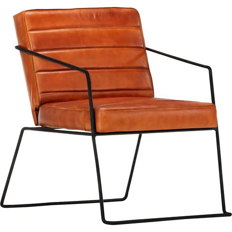 Fauteuil Brun roux Cuir véritable (1/5)