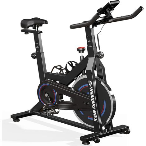 Soges – Vélo d'appartement magnétique 6 kg – Résistance réglable – Écran LCD – Capteur fréquence cardiaque – Support tablette – Capacité 150 kg