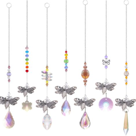 Cristal Colgante Para Ventana - Cadena De Cuentas Esférica Con Cristales Blancos - Decoración Para Bodas Y Hogar - Paquete De 5 Unidades (1/5)