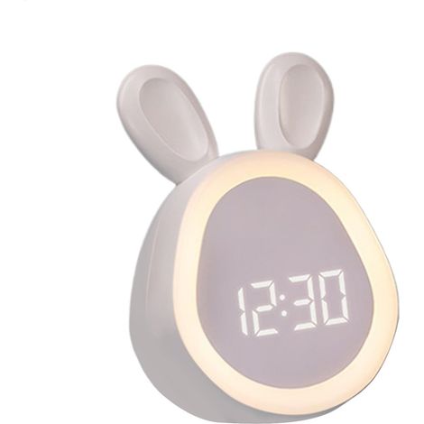 Réveil Lapin Rond Avec Veilleuse - Réveil Étudiant - Blanc (1/5)