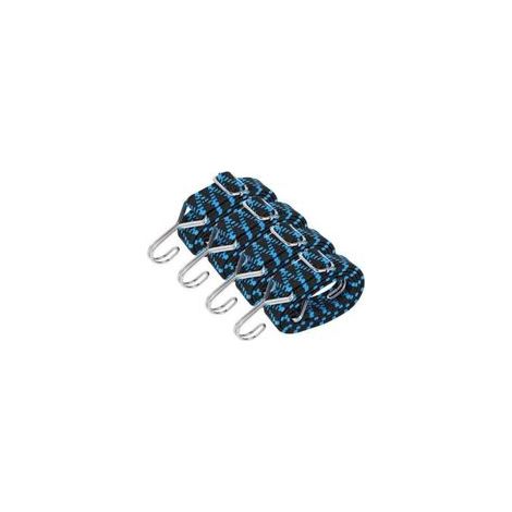 Lntyq Elastische Bungee-Seile mit Haken, Set mit 4 verstellbaren elastischen Bungee-Seilen, 1 m flaches elastisches Seil für Schwimmbad, Zelt, Camping, Blau. (1/5)