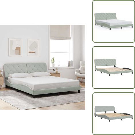 Cuscino testiera - vidaXL Giroletto senza Materasso Grigio Chiaro 160x200 cm Velluto - Velluto