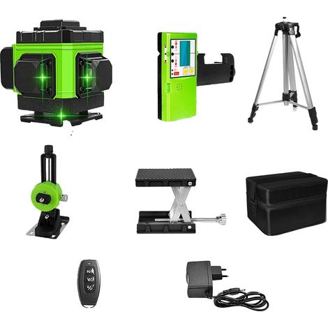 Niveau Laser, 12 Lignes, Faisceau Vert, Auto-Nivelant (1/2)