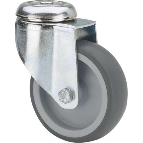 rueda giratora agujero m12 301-150-4 poliamix-goma gris eje liso